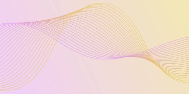 Pankart dalgalarıyla soyut arkaplan. Orta boy pankart. Çizgileri olan vektör arkaplanı. Pembe ve sarı renkte. Broşür, kitapçık. Bahar, yaz, tatil