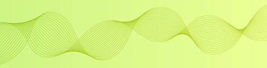 Pankart dalgalarıyla soyut arkaplan. Web pankartı boyutu. Çizgileri olan vektör arkaplanı. Tasarım elementi. Yeşil gradyan. Bahar, yaz, doğa.