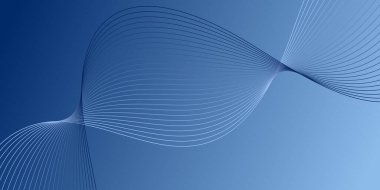 Pankart dalgalarıyla soyut arkaplan. Orta boy pankart. Çizgileri olan vektör arkaplanı. Mavi gradyan. Su, okyanus. Broşür, kitapçık. Chrysler Marlin Mavi