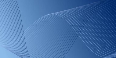 Pankart dalgalarıyla soyut arkaplan. Orta boy pankart. Çizgileri olan vektör arkaplanı. Mavi gradyan. Su, okyanus. Broşür, kitapçık. Chrysler Marlin Mavi