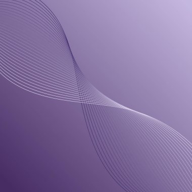 Dalgalarla soyut arkaplan. Çizgileri olan vektör pankartı. Müzik albümü, poster, kart, reklam için arka plan. Tasarım için geometrik element. Mor Gradyan