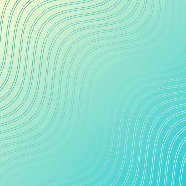 Dalgalarla soyut arkaplan. Çizgileri olan vektör pankartı. Müzik albümü, poster, kart için arka plan. Tasarım için geometrik element. Mavi ve sarı gradyan. Bahar, yaz