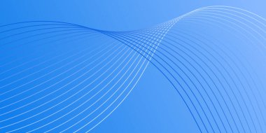 Pankart dalgalarıyla soyut arkaplan. Orta boy pankart. Çizgileri olan vektör arkaplanı. Mavi gradyan. Su, okyanus, deniz, gökyüzü. Broşür, kitapçık.