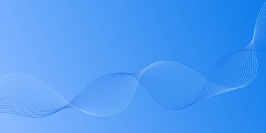 Pankart dalgalarıyla soyut arkaplan. Orta boy pankart. Çizgileri olan vektör arkaplanı. Mavi gradyan. Su, okyanus, deniz, gökyüzü. Broşür, kitapçık.