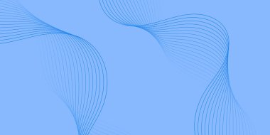 Pankart dalgalarıyla soyut arkaplan. Orta boy pankart. Çizgileri olan vektör arkaplanı. Mavi gradyan. Su, okyanus, deniz, gökyüzü. Broşür, kitapçık.