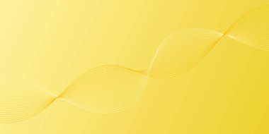 Pankart dalgalarıyla soyut arkaplan. Orta boy pankart. Çizgileri olan vektör arkaplanı. Sarı renkte. Broşür, kitapçık. Bahar, yaz, tatil, güneş