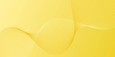 Pankart dalgalarıyla soyut arkaplan. Orta boy pankart. Çizgileri olan vektör arkaplanı. Sarı renkte. Broşür, kitapçık. Bahar, yaz, tatil, güneş