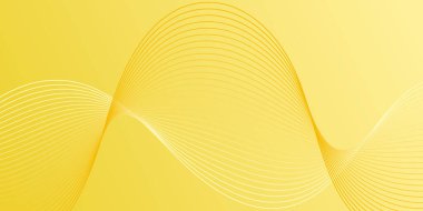 Pankart dalgalarıyla soyut arkaplan. Orta boy pankart. Çizgileri olan vektör arkaplanı. Sarı renkte. Broşür, kitapçık. Bahar, yaz, tatil, güneş