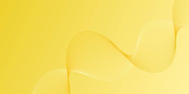 Pankart dalgalarıyla soyut arkaplan. Orta boy pankart. Çizgileri olan vektör arkaplanı. Sarı renkte. Broşür, kitapçık. Bahar, yaz, tatil, güneş