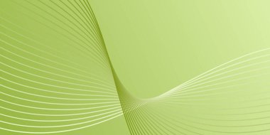 Pankart dalgalarıyla soyut arkaplan. Orta boy pankart. Çizgileri olan vektör arkaplanı. Yeşil gradyan. Broşür, kitapçık. Bahar, yaz, tatil. Doğa, eko