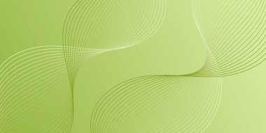 Pankart dalgalarıyla soyut arkaplan. Orta boy pankart. Çizgileri olan vektör arkaplanı. Yeşil gradyan. Broşür, kitapçık. Bahar, yaz, tatil. Doğa, eko