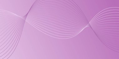 Pankart dalgalarıyla soyut arkaplan. Orta boy pankart. Çizgileri olan vektör arkaplanı. Pembe gradyan. Broşür, kitapçık. Bahar, yaz, tatil