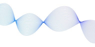 Pankart dalgalarıyla soyut arkaplan. Orta boy pankart. Beyaz üzerine izole edilmiş çizgilerle vektör arkaplanı. Mavi gradyan. Su, okyanus, deniz, gökyüzü. Broşür, kitapçık.