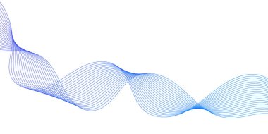 Pankart dalgalarıyla soyut arkaplan. Orta boy pankart. Beyaz üzerine izole edilmiş çizgilerle vektör arkaplanı. Mavi gradyan. Su, okyanus, deniz, gökyüzü. Broşür, kitapçık.