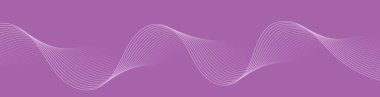Pankart dalgalarıyla soyut arkaplan. Web pankartı boyutu. Çizgileri olan vektör arkaplanı. Tasarım elementi izole edildi. Mor renkte. Pembe renk. Kadınlar Günü. Bahar, yaz