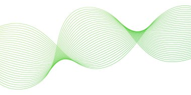 Pankart dalgalarıyla soyut arkaplan. Orta boy pankart. Beyaz üzerine izole edilmiş çizgilerle vektör arkaplanı. Yeşil gradyan. Doğa, çevre, vejetaryen. Broşür, kitapçık.