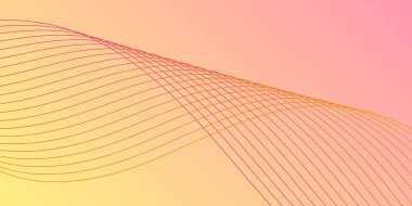 Pankart dalgalarıyla soyut arkaplan. Orta boy pankart. Çizgileri olan vektör arkaplanı. Renkli. Pembe ve turuncu renk. Broşür, kitapçık.