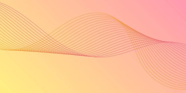 Pankart dalgalarıyla soyut arkaplan. Orta boy pankart. Çizgileri olan vektör arkaplanı. Renkli. Pembe ve turuncu renk. Broşür, kitapçık.