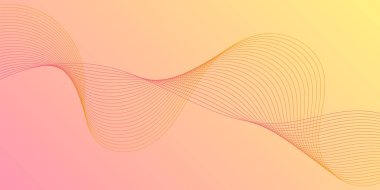 Pankart dalgalarıyla soyut arkaplan. Orta boy pankart. Çizgileri olan vektör arkaplanı. Renkli. Pembe ve turuncu renk. Broşür, kitapçık.