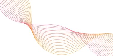 Pankart dalgalarıyla soyut arkaplan. Orta boy pankart. Beyaz üzerine izole edilmiş çizgilerle vektör arkaplanı. Pembe ve turuncu renk. Broşür, kitapçık.