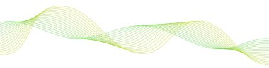 Pankart dalgalarıyla soyut arkaplan. Web pankartı boyutu. Çizgileri olan vektör arkaplanı. Tasarım elementi beyazda izole edildi. Yeşil gradyan. Bahar, yaz, doğa.