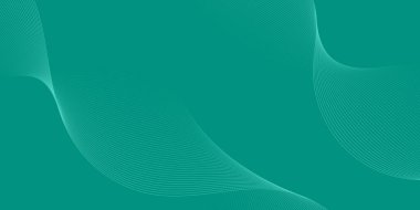 Pankart dalgalarıyla soyut arkaplan. Orta boy pankart. Çizgileri olan vektör arkaplanı. Tasarım elementi yeşilde izole edildi. Yeşil gradyan. Turkuaz rengi. Broşür, kitapçık.