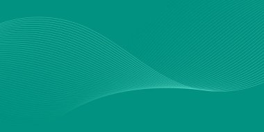 Pankart dalgalarıyla soyut arkaplan. Orta boy pankart. Çizgileri olan vektör arkaplanı. Tasarım elementi yeşilde izole edildi. Yeşil gradyan. Turkuaz rengi. Broşür, kitapçık.