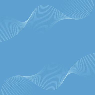 Dalgalarla soyut arkaplan. Çizgileri olan vektör pankartı. Müzik albümü, poster, kart, reklam için arka plan. Tasarım için geometrik element. Mavi gradyan. Okyanus, su, deniz.