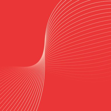 Dalgalarla soyut arkaplan. Çizgileri olan vektör pankartı. Müzik albümü, poster, kart, reklam için arka plan. Tasarım için geometrik element. Kırmızı gradyan. Aşk, düğün. Sevgililer Günü