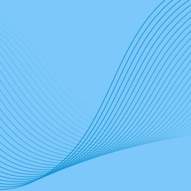 Dalgalarla soyut arkaplan. Çizgileri olan vektör pankartı. Müzik albümü, poster, kart, reklam için arka plan. Tasarım için geometrik element. Mavi gradyan. Okyanus, su, deniz.