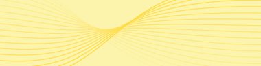 Pankart dalgalarıyla soyut arkaplan. Web pankartı boyutu. Çizgileri olan vektör arkaplanı. Tasarım elementi izole edildi. Sarı renkte. Bahar, yaz. Güneş, doğa