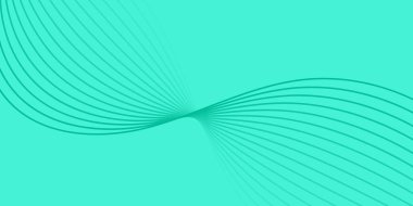 Pankart dalgalarıyla soyut arkaplan. Orta boy pankart. Satır izole edilmiş vektör arkaplanı. Yeşil gradyan. Turkuaz rengi. Doğa, eko. Yaz, bahar. Broşür, kitapçık.