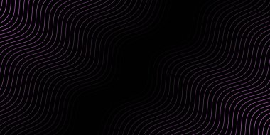 Pankart dalgalarıyla soyut arkaplan. Orta boy pankart. Çizgileri olan vektör arkaplanı. Tasarım elementi siyahta izole edildi. Siyah ve pembe gradyan. Broşür, kitapçık. Aşk, gece, karanlık