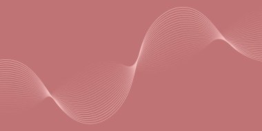 Pankart dalgalarıyla soyut arkaplan. Orta boy pankart. Çizgileri olan vektör arkaplanı. Kırmızı gradyan. İç mekan. Broşür, kitapçık. Sevgililer Günü. Kadınlar Günü