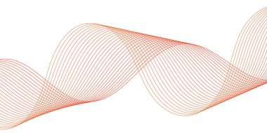 Pankart dalgalarıyla soyut arkaplan. Orta boy pankart. Beyaz üzerine izole edilmiş çizgilerle vektör arkaplanı. Kırmızı ve turuncu gradyan. Broşür, kitapçık. Aşk