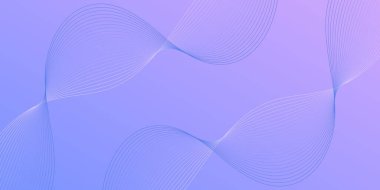 Pankart dalgalarıyla soyut arkaplan. Orta boy pankart. Satır izole edilmiş vektör arkaplanı. Mavi ve pembe gradyan. Mor renk. Broşür, kitapçık. Okyanus, su, gökyüzü