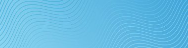 Pankart dalgalarıyla soyut arkaplan. Web pankartı boyutu. Çizgileri olan vektör arkaplanı. Tasarım elementi izole edildi. Mavi gradyan. Bahar, yaz. Su, doğa.