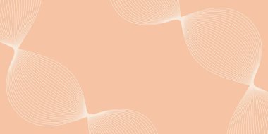 Pankart dalgalarıyla soyut arkaplan. Orta boy pankart. Bej üzerine izole edilmiş satırlar içeren vektör arkaplanı. Bej rengi. İç mekan. Broşür, kitapçık.