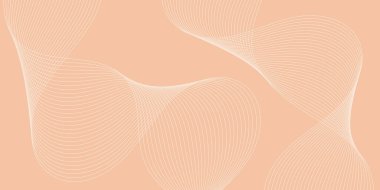 Pankart dalgalarıyla soyut arkaplan. Orta boy pankart. Bej üzerine izole edilmiş satırlar içeren vektör arkaplanı. Bej rengi. İç mekan. Broşür, kitapçık.