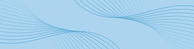 Pankart dalgalarıyla soyut arkaplan. Web pankartı boyutu. Çizgileri olan vektör arkaplanı. Tasarım elementi mavi renkte izole edildi. Mavi gradyan. Bahar, yaz. Su, doğa.