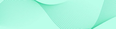 Pankart dalgalarıyla soyut arkaplan. Web pankartı boyutu. Çizgileri olan vektör arkaplanı. Tasarım elementi yeşilde izole edildi. Yeşil gradyan. Bahar, yaz. Eko, doğa.