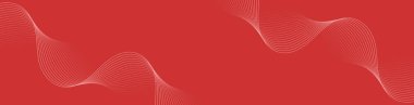 Pankart dalgalarıyla soyut arkaplan. Web pankartı boyutu. Çizgileri olan vektör arkaplanı. Tasarım elementi izole edildi. Kırmızı gradyan. Sevgi. Kadınlar Günü. Sevgililer Günü