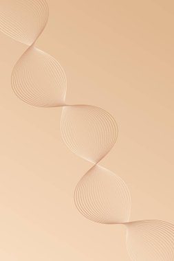 Pankart dalgalarıyla soyut arkaplan. Standart poster boyutunda. Çizgileri olan vektör arkaplanı. Tasarım elementi. Bej ve kahverengi gradyan. Broşür, kitapçık. Kahve, kafe.