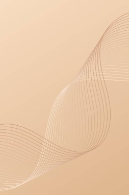 Pankart dalgalarıyla soyut arkaplan. Standart poster boyutunda. Çizgileri olan vektör arkaplanı. Tasarım elementi. Bej ve kahverengi gradyan. Broşür, kitapçık. Kahve, kafe.