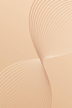 Pankart dalgalarıyla soyut arkaplan. Standart poster boyutunda. Çizgileri olan vektör arkaplanı. Tasarım elementi. Bej ve kahverengi gradyan. Broşür, kitapçık. Kahve, kafe.