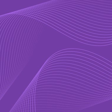 Dalgalarla soyut arkaplan. Çizgileri olan vektör pankartı. Müzik albümü, poster, kart, reklam için arka plan. Tasarım için geometrik element. Mor Gradyan