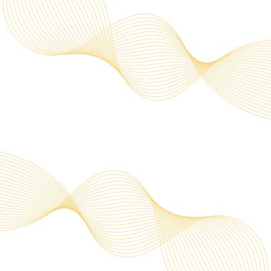 Dalgalarla soyut arkaplan. Çizgileri olan vektör pankartı. Müzik albümü, poster, kart, reklam için arka plan. Beyazda izole edilmiş tasarım için geometrik element. Sarı renk