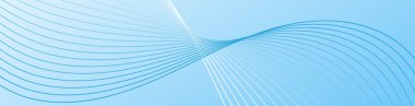 Pankart dalgalarıyla soyut arkaplan. Web pankartı boyutu. Çizgileri olan vektör arkaplanı. Tasarım elementi izole edildi. Mavi gradyan. Bahar, yaz. Su, doğa.