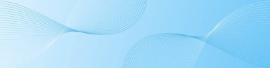 Pankart dalgalarıyla soyut arkaplan. Web pankartı boyutu. Çizgileri olan vektör arkaplanı. Tasarım elementi izole edildi. Mavi gradyan. Bahar, yaz. Su, doğa.