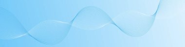 Pankart dalgalarıyla soyut arkaplan. Web pankartı boyutu. Çizgileri olan vektör arkaplanı. Tasarım elementi izole edildi. Mavi gradyan. Bahar, yaz. Su, doğa.